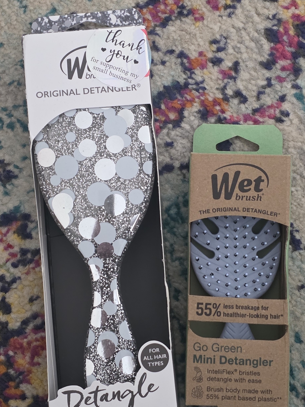 Original Detangler Hair Brush - Silver Glitter Polka Dot